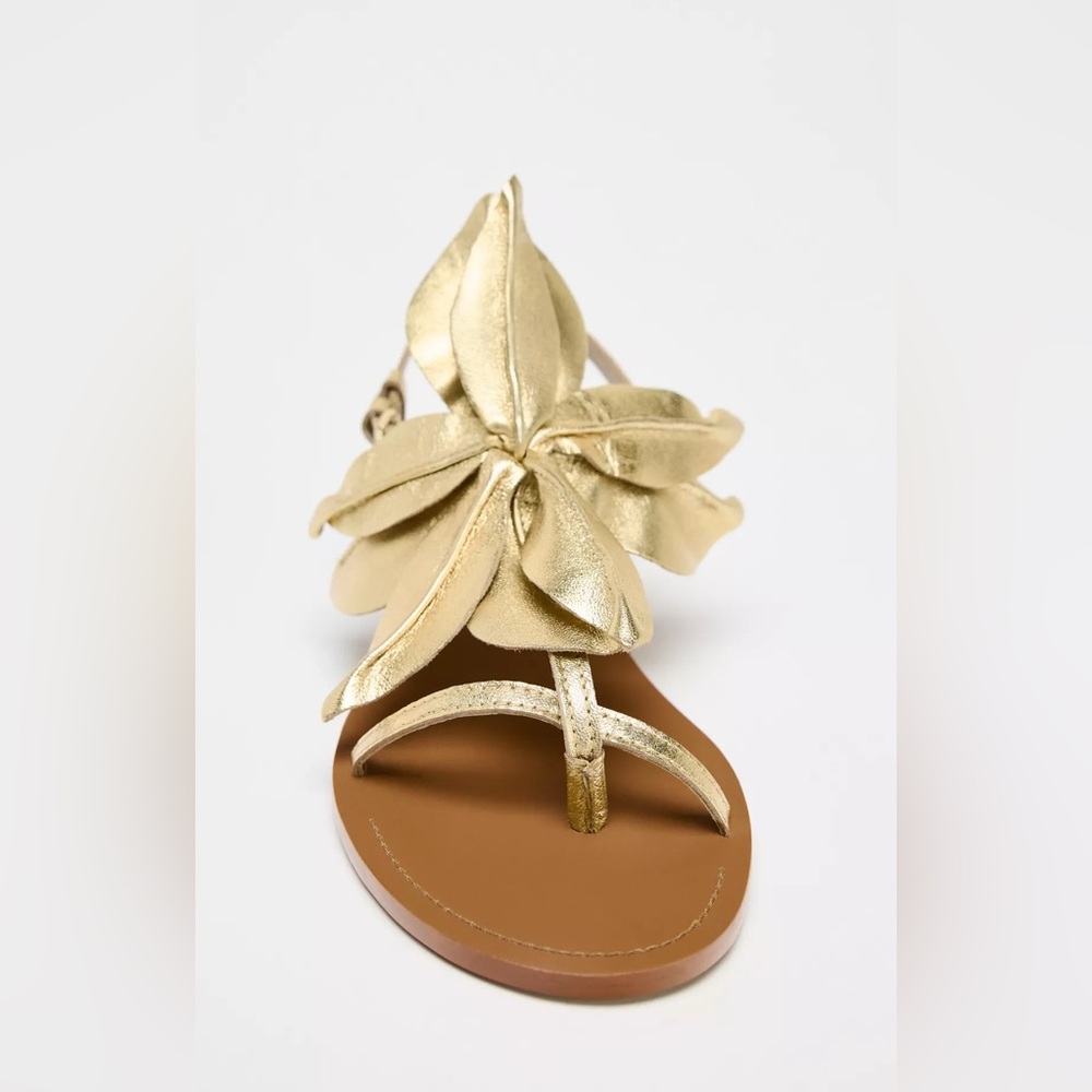 Zara Metallic Gold Women's Sandals BLOGGERES FAVORITE - Picture 5 of 10